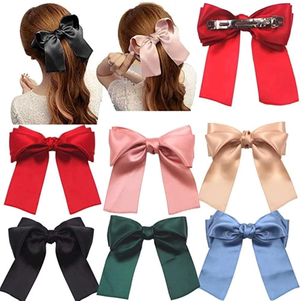 Beautiful Polyester Silk Style Hair Bow Tan